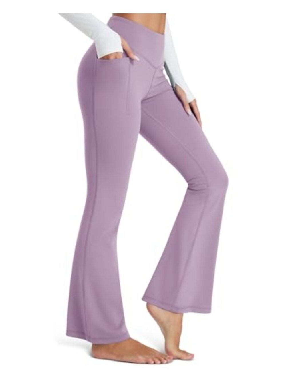 High Waist Flare Leggings with Pockets Tummy Control Yoga Pants